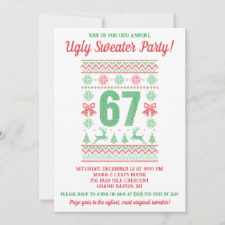 Kids' 67 Ugly Sweater Holiday Party Inbjudningar