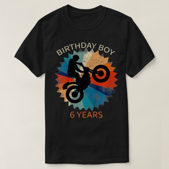 Kids 6e Birthday Boys Motocross Dirtcycle 6 år T Shirt (Design framsida)