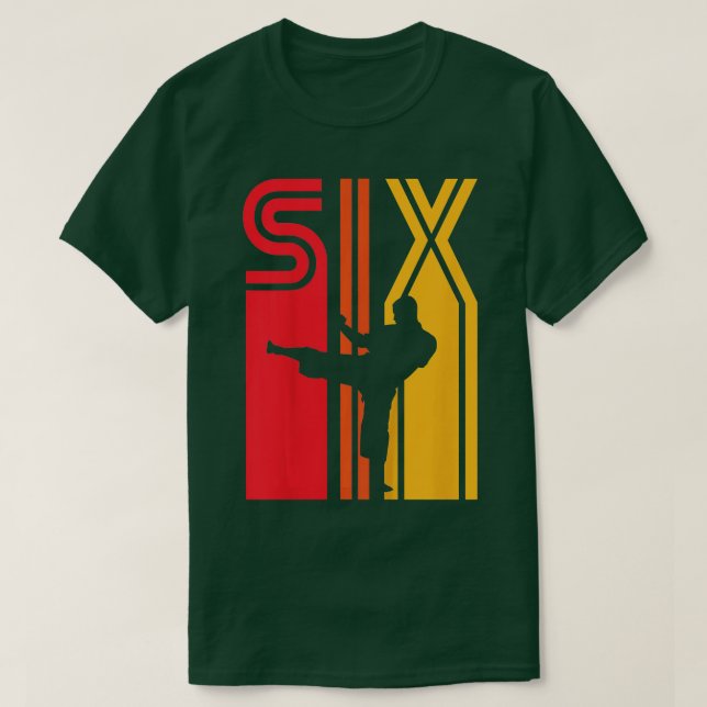 Kids 6e Birthday Gift Karate Retro Taekwondo Mart T Shirt (Design framsida)