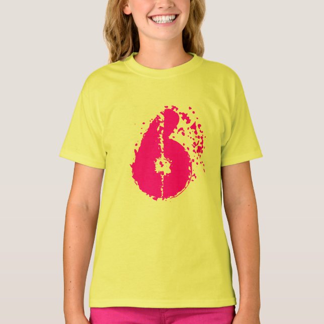 Kids 6e Birthday-skjorta | Nummer sex i neonrosa T-shirt (Framsida)