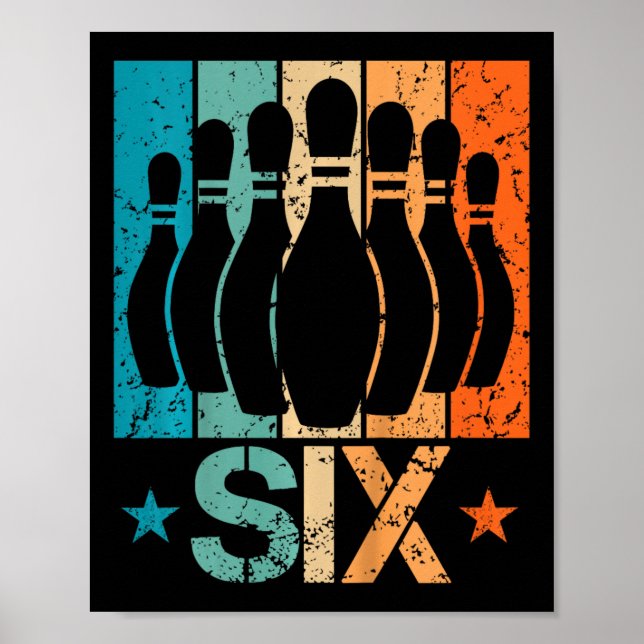 Kids 6e Bowling Birthday 6 År Poster (Framsidan)