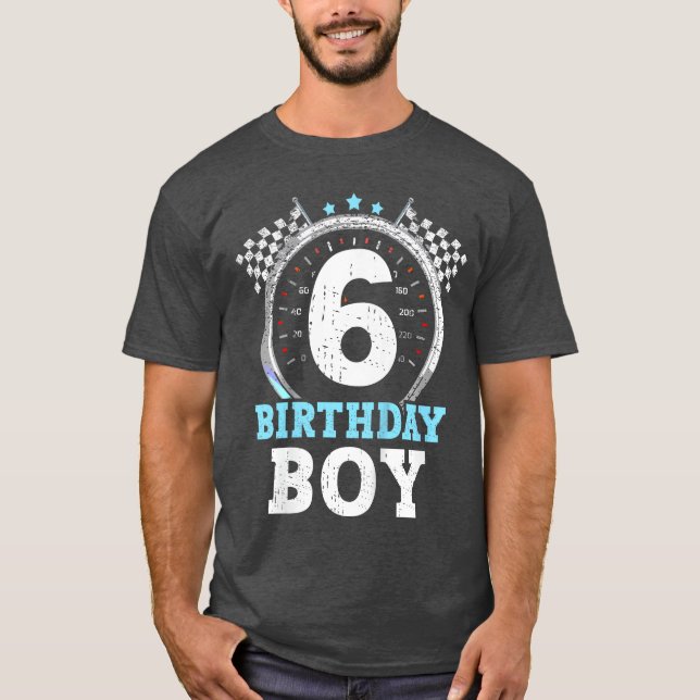 Kids 6th Birthday Boy 6 Sixth Race Birthday Racing T Shirt (Framsida)