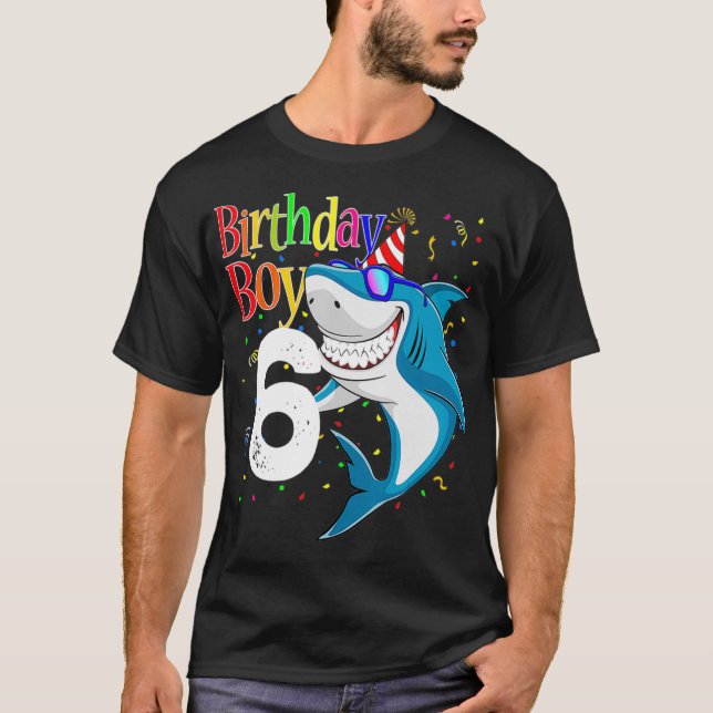 Kids 6th Birthday Boy Shark s JawSome Six  Boys  T Shirt (Framsida)