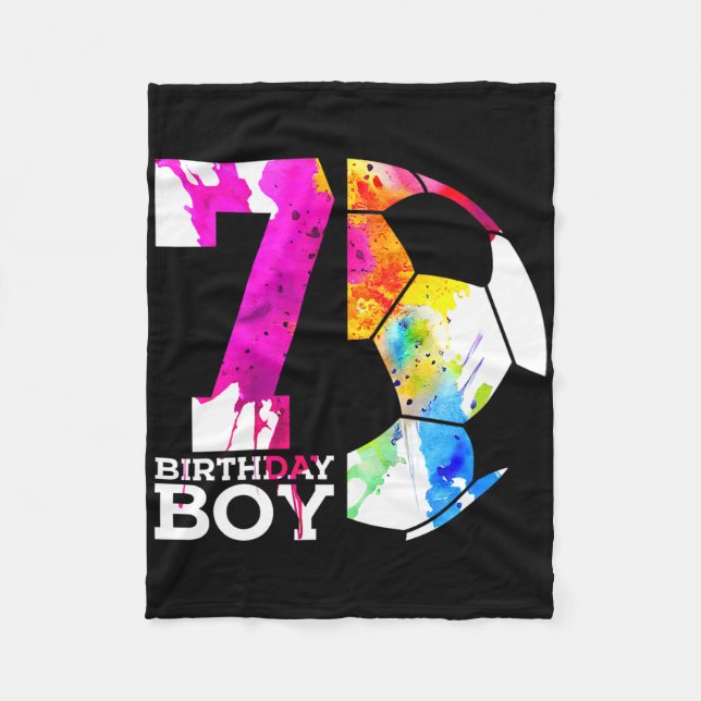 Kids 7 Birthday Boy Soccer 7th Birthday  Fleecefilt (Framsidan)