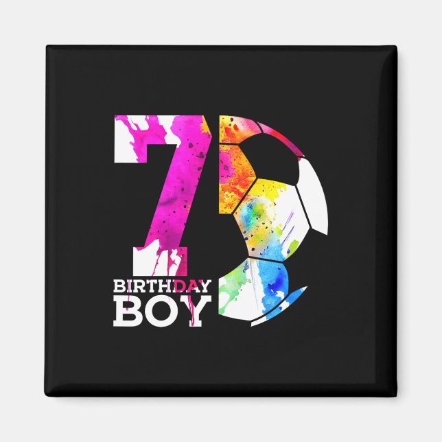 Kids 7 Birthday Boy Soccer 7th Birthday  Magnet (Framsidan)