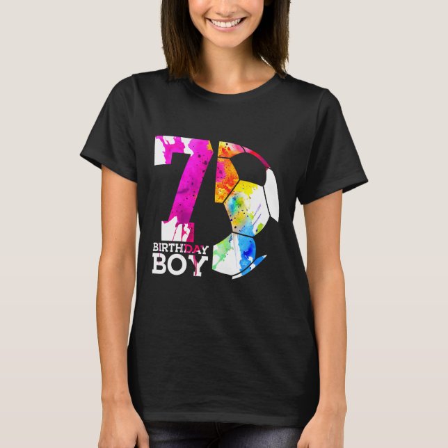 Kids 7 Birthday Boy Soccer 7th Birthday  T Shirt (Framsida)