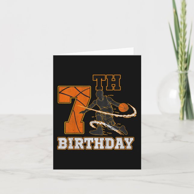 Kids 7:e Birthday Basketball Kids Boys Manar Sport Kort (Framsida)