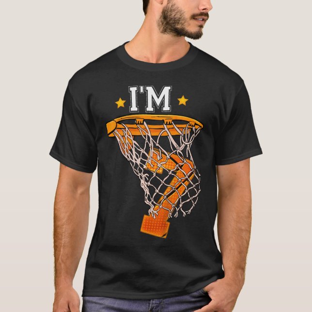 Kids 7:e Birthday Basketball Shirt Jag är 7 Boy Gi T (Framsida)
