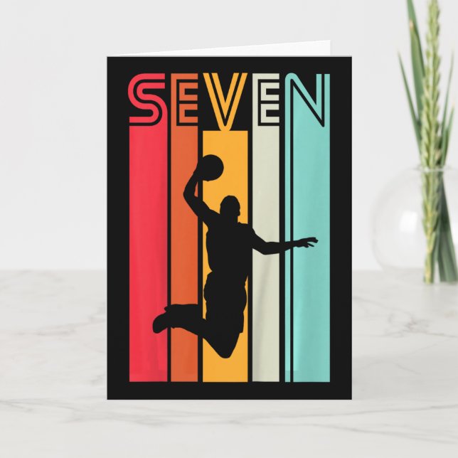 Kids 7:e Birthday Bysketbyll Älskare Gift 7 år Ol Kort (Framsida)