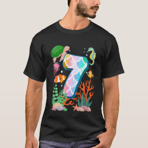 Kids 7:e Birthday Fish Tetra Aquarium Underwater B T Shirt