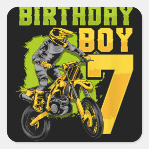 Kids 7:e Birthday Gift Party Motocross Dirt Bike Fyrkantigt Klistermärke