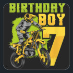 Kids 7:e Birthday Gift Party Motocross Dirt Bike Fyrkantigt Klistermärke<br><div class="desc">Kids 7:e Birthday Gift Party Motocross Dirt Bike</div>