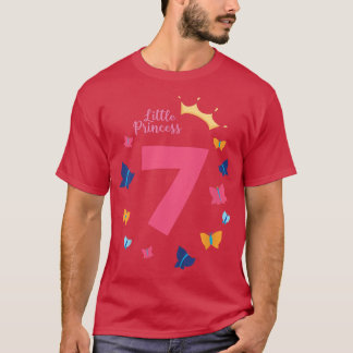 Kids 7:e Birthday Girl Princess Butterfly Cute Gif T Shirt