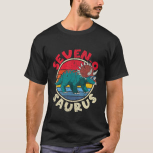Kids 7:e Birthday Seven O Saurus I Triceratops I F T Shirt