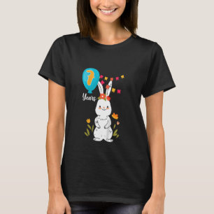 Kids 7:e Födelsedagsfest 7 år Bunny Rabbit Flowe T Shirt