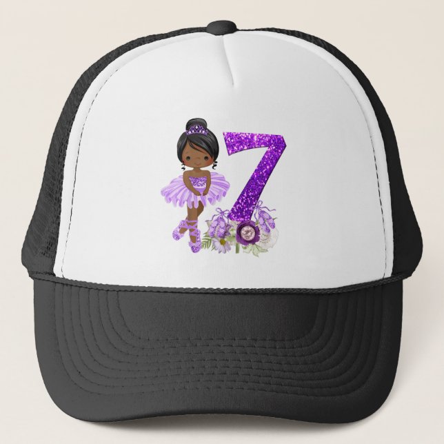 Kids 7th African American Ballet Dancer Birthday 7 Keps (Framsida)