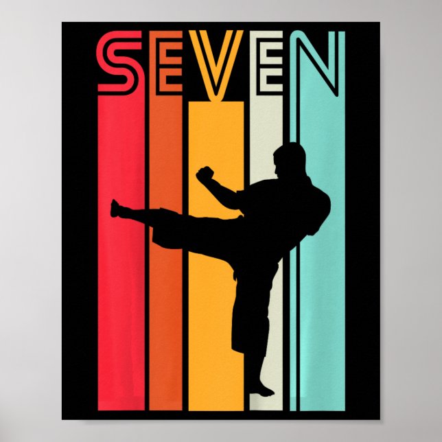 Kids 7th Birthday Gift Karate Retro Taekwondo Mart Poster (Framsidan)