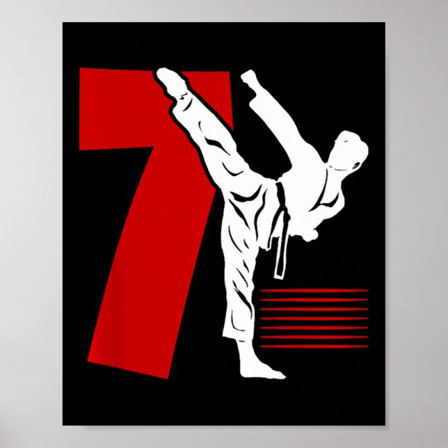 Kids 7th Birthday Karate 7 Year Old Karate Birthda Poster (Framsidan)