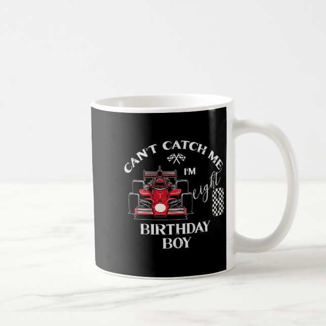 Kids 8th Birthday Race Car Bday Boy Cant Catch Me  Kaffemugg (Höger)