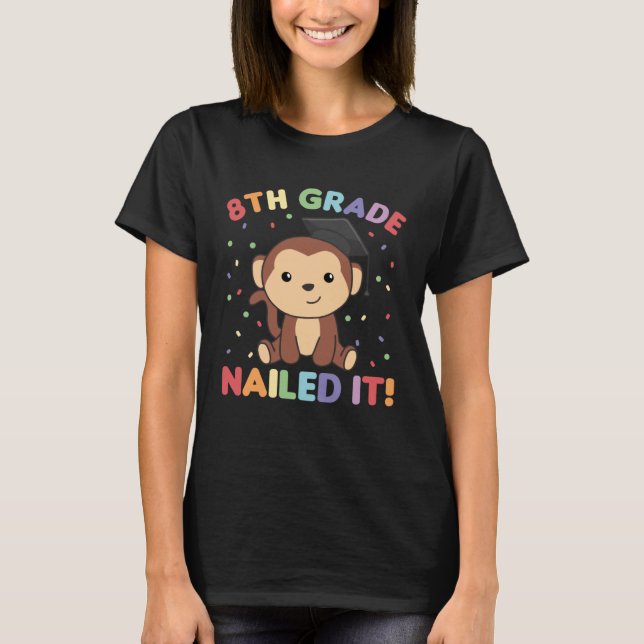 Kids 8th Grade Nailed It Monkey Graduation T Shirt (Framsida)