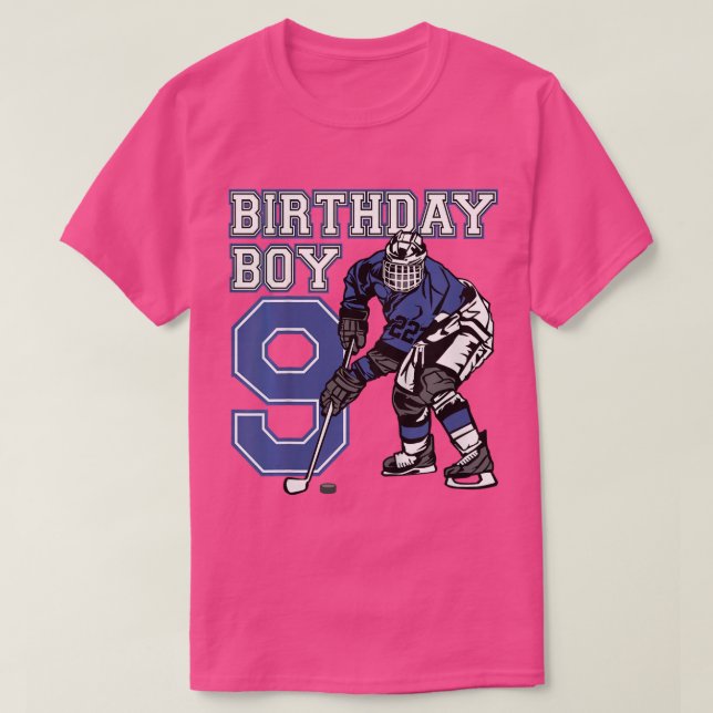 Kids 9 Year Old Ice Hockey Themed Birthday Party 9 T Shirt (Design framsida)