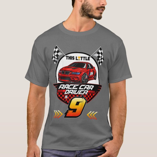 Kids 9 Year Old Race Birthday Tee 9th Racing Party (Framsida)