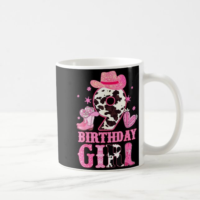 Kids 9th Birthday Girl Rodeo Western Cowgirl Birth Kaffemugg (Höger)