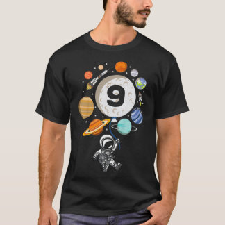 Kids 9th Birthday Planet Balloon Astronaut Happy N T Shirt