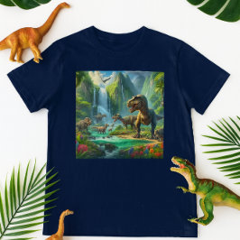 Kids AI Art Dinosaurs Tropiska Grönt T Shirt
