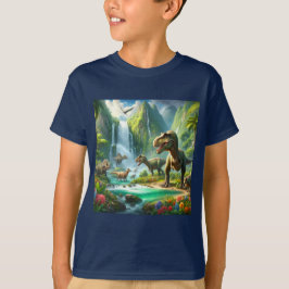 Kids AI Art Dinosaurs Tropiska Grönt T Shirt