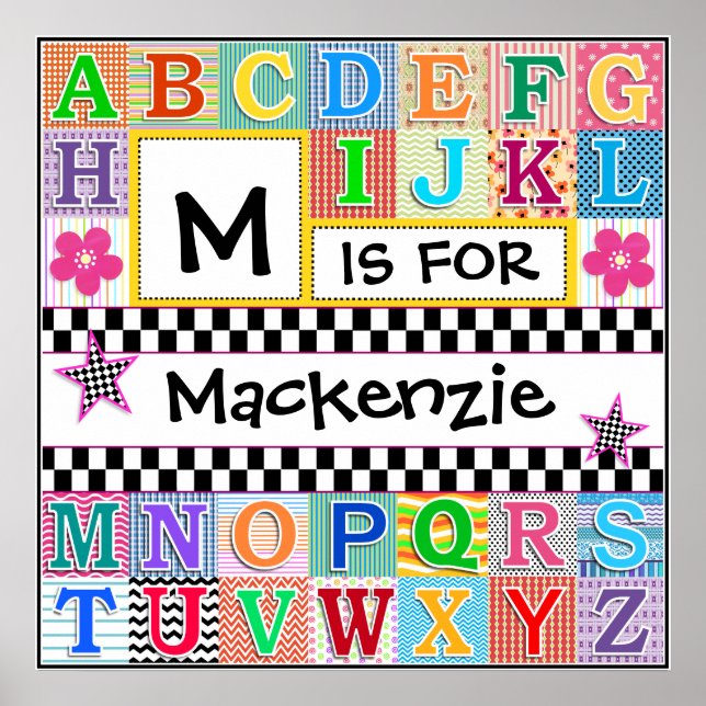 Kids Alphabet Art 24x24-Personlig Poster (Framsidan)