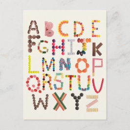 Kids Alphabet Back to school Candy Halloween ABC Vykort