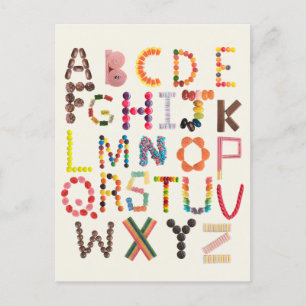Kids Alphabet Back to school Candy Halloween ABC Vykort