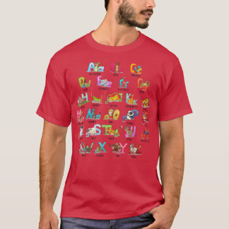 Kids Alphabet Brev AZ med Animals ABCs Learning T Shirt