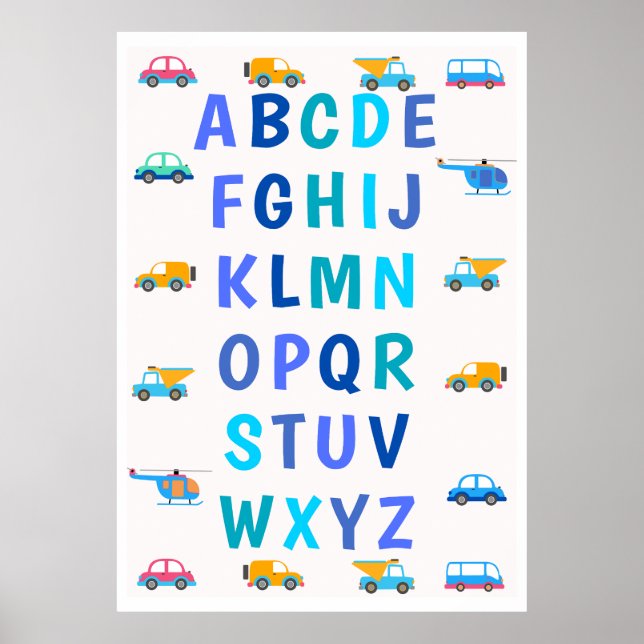 Kids Alphabet Leksak Cars Poster (Framsidan)