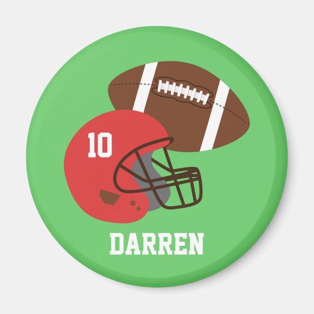 Kids American Football Helmet Namn Magnet (Framsidan)