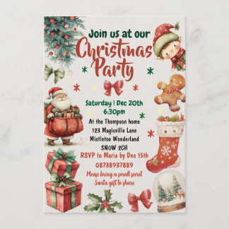 Kids and Family Christmas party invitation Inbjudningar