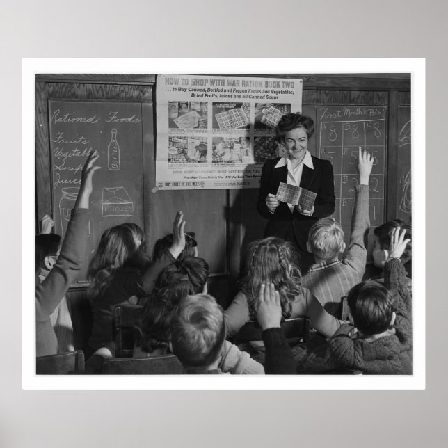 Kids and Ration Bok WWII - Vintage Poster (Framsidan)