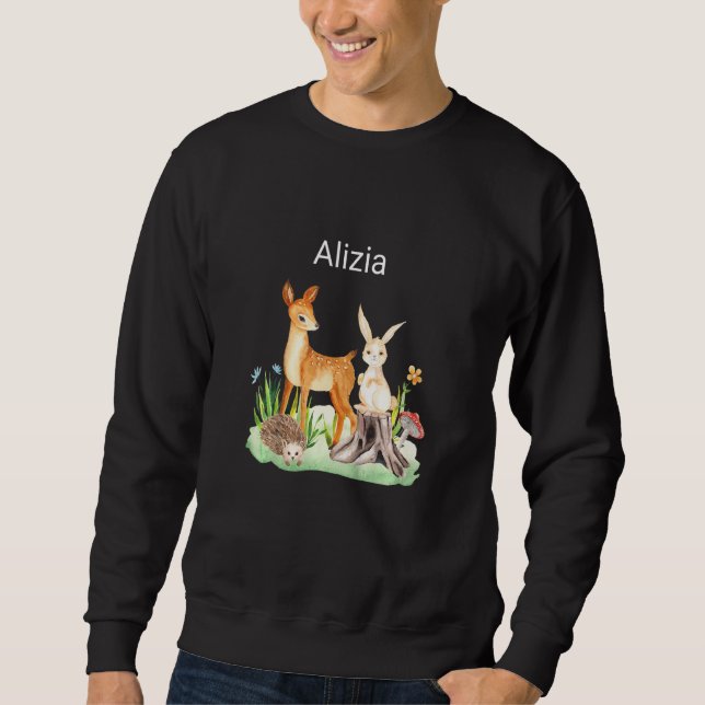 Kids Animal deer rabbit hedgehog Alizia Lång Ärmad Tröja (Framsida)
