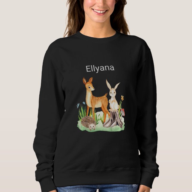 Kids Animal deer rabbit hedgehog Ellyana T Shirt (Framsida)