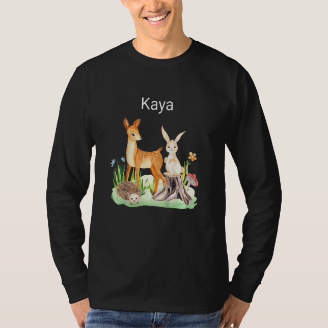 Kids Animal deer rabbit hedgehog Kaya T Shirt (Framsida)