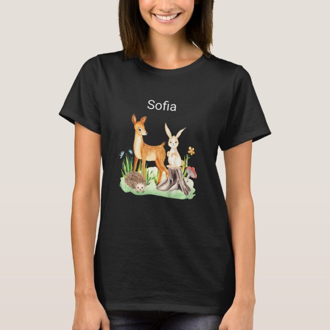 Kids Animal hjort kanin hedgehog Sofia T Shirt (Framsida)