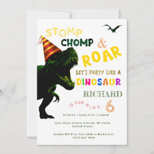 Kids Anpassningsbar T Rex Dinosaur Theme Födelseda Inbjudningar