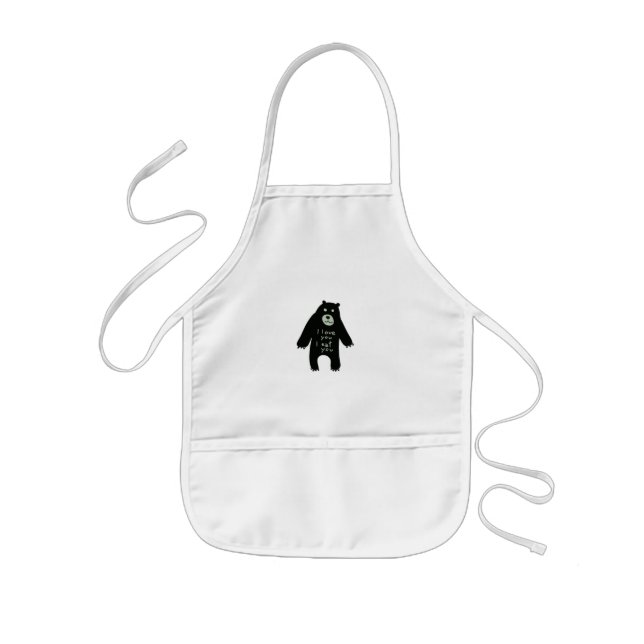 Kids apron with bear illustration barnförkläde (Framsidan)