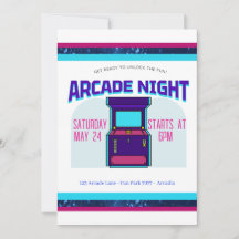 Kids Arcade Night Födelsedagsfest inbjudan