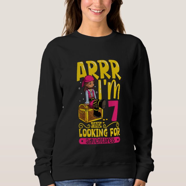 Kids Arrr I'm 7 - girls pirate T Shirt (Framsida)
