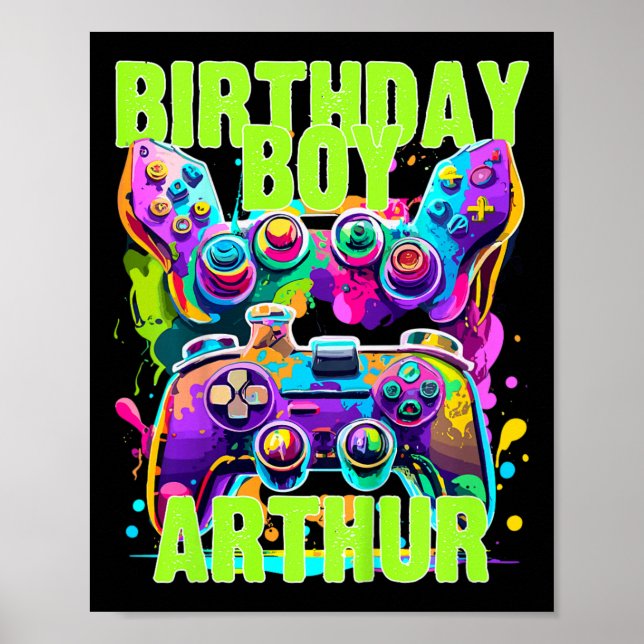 Kids Arthur Birthday Boy Video Game Birthday Gamer Poster (Framsidan)