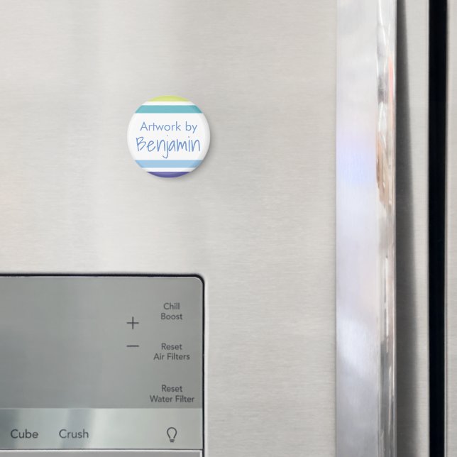 Kids Artwork Namn Blue and Grönt Rand Magnet (In Situ (Fridge))