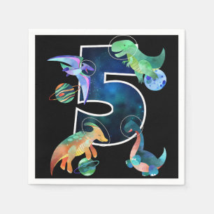 Kids Astronaut Rymden Dinosaurs 5:e födelsedagen Pappersservett
