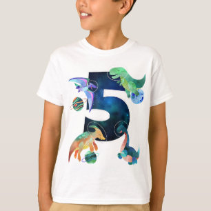 Kids Astronaut Rymden Dinosaurs 5:e födelsedagen T Shirt